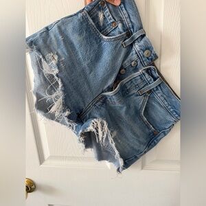 Levi's Light Blue Distressed Cutoff Denim Shorts